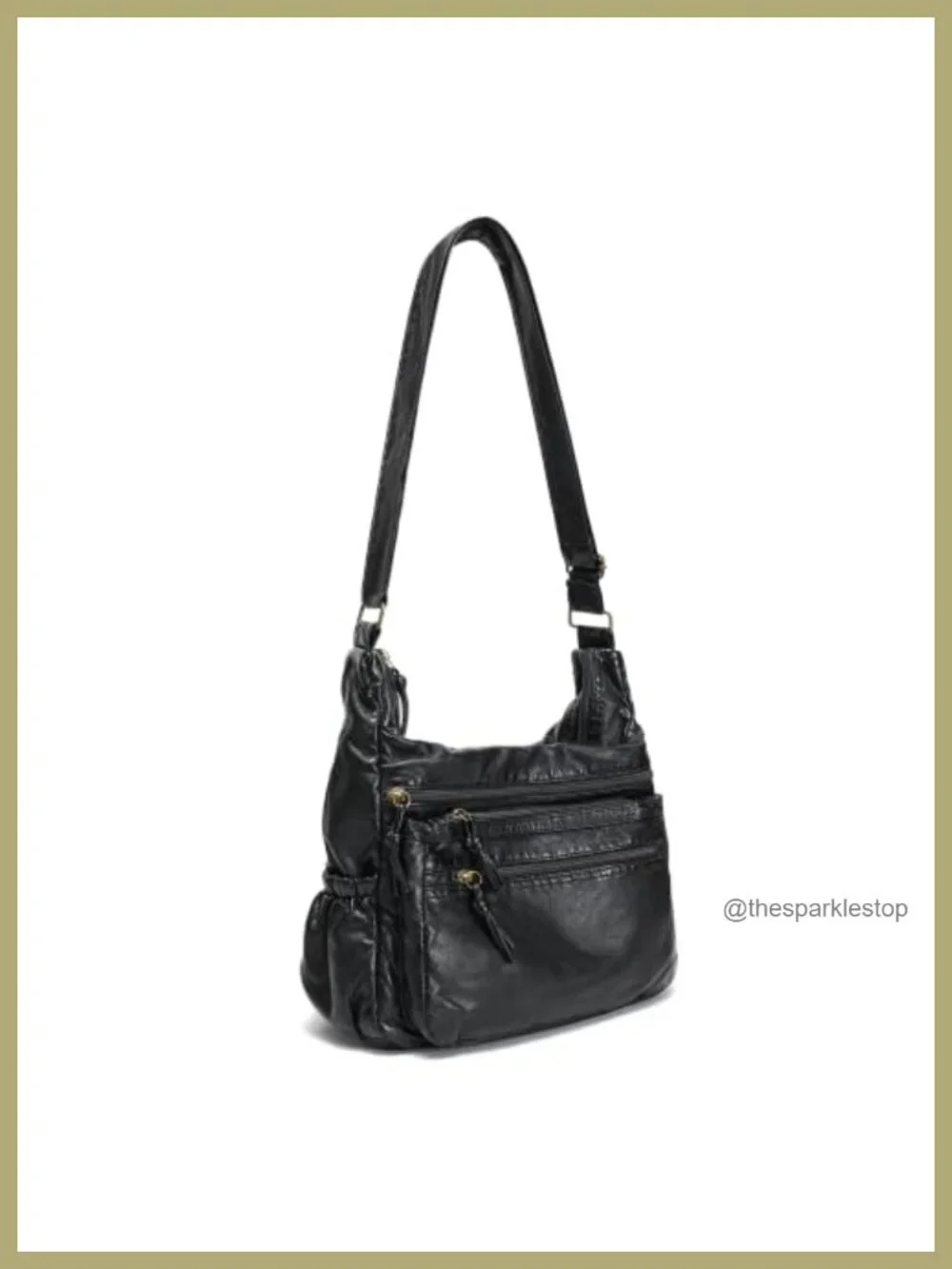 Soft Faux Leather Hobo Crossbody Bag with Multiple Zipper Pockets